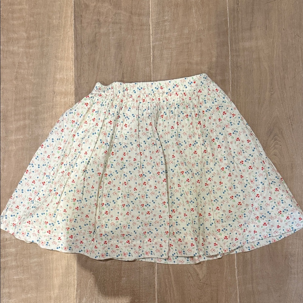 Bonpoint Cream Skirt with Red and Blue Floral Print